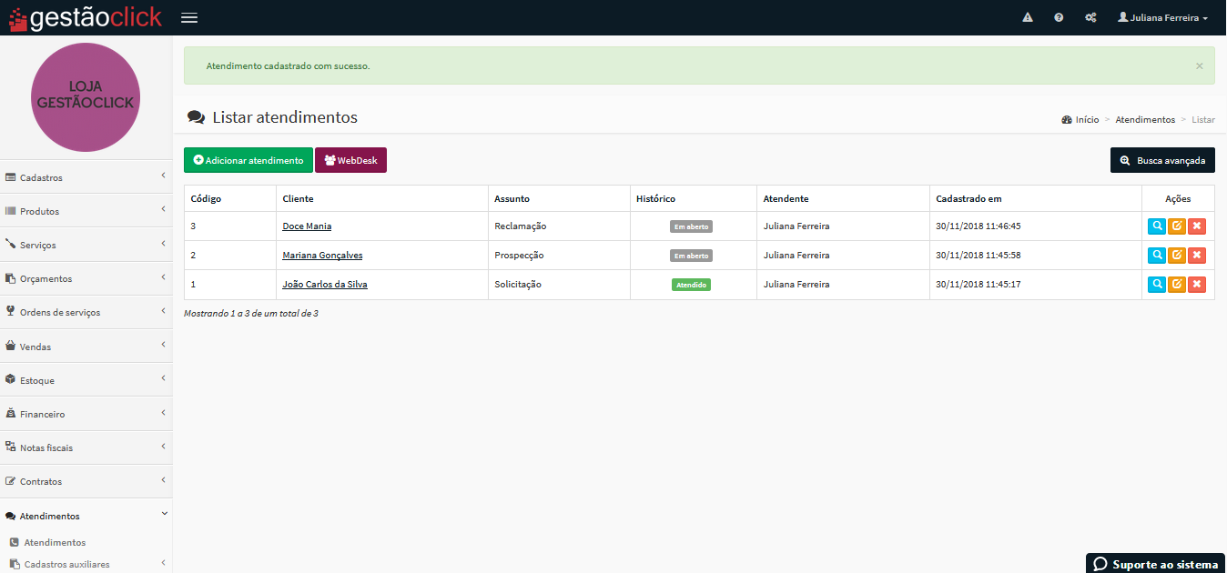 Software para Atendimento Programa de Atendimento ao Cliente