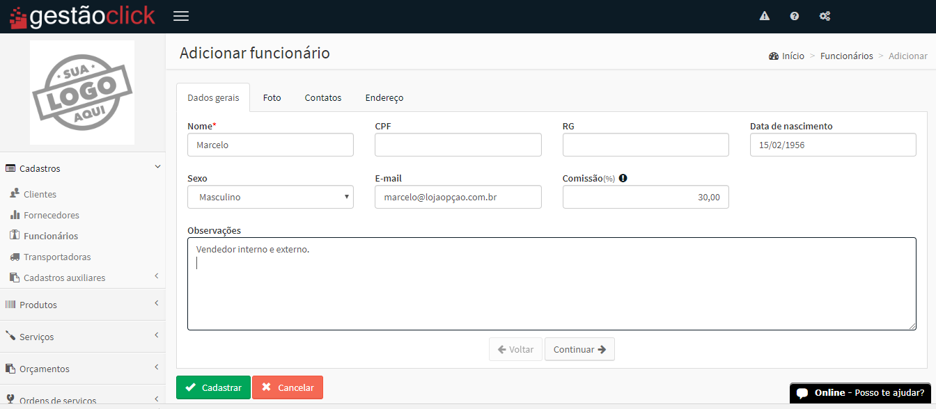 Software Cadastro de Funcionários software cadastro de funcionários