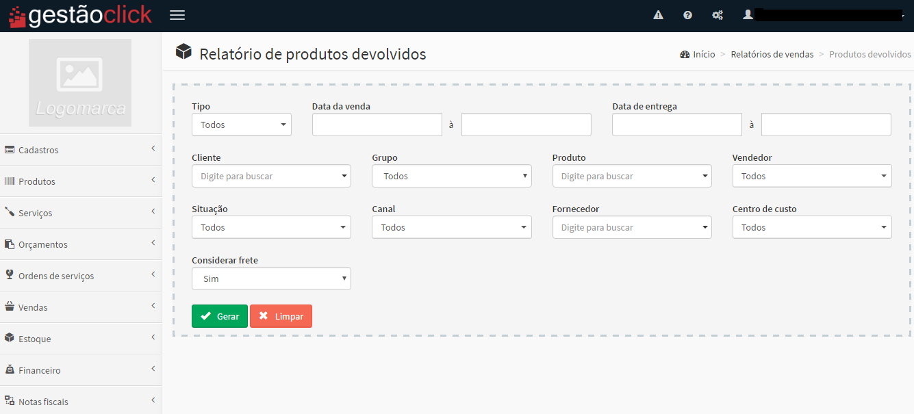 Relatório de Produtos Devolvidos Relatório de Produtos Devolvidos