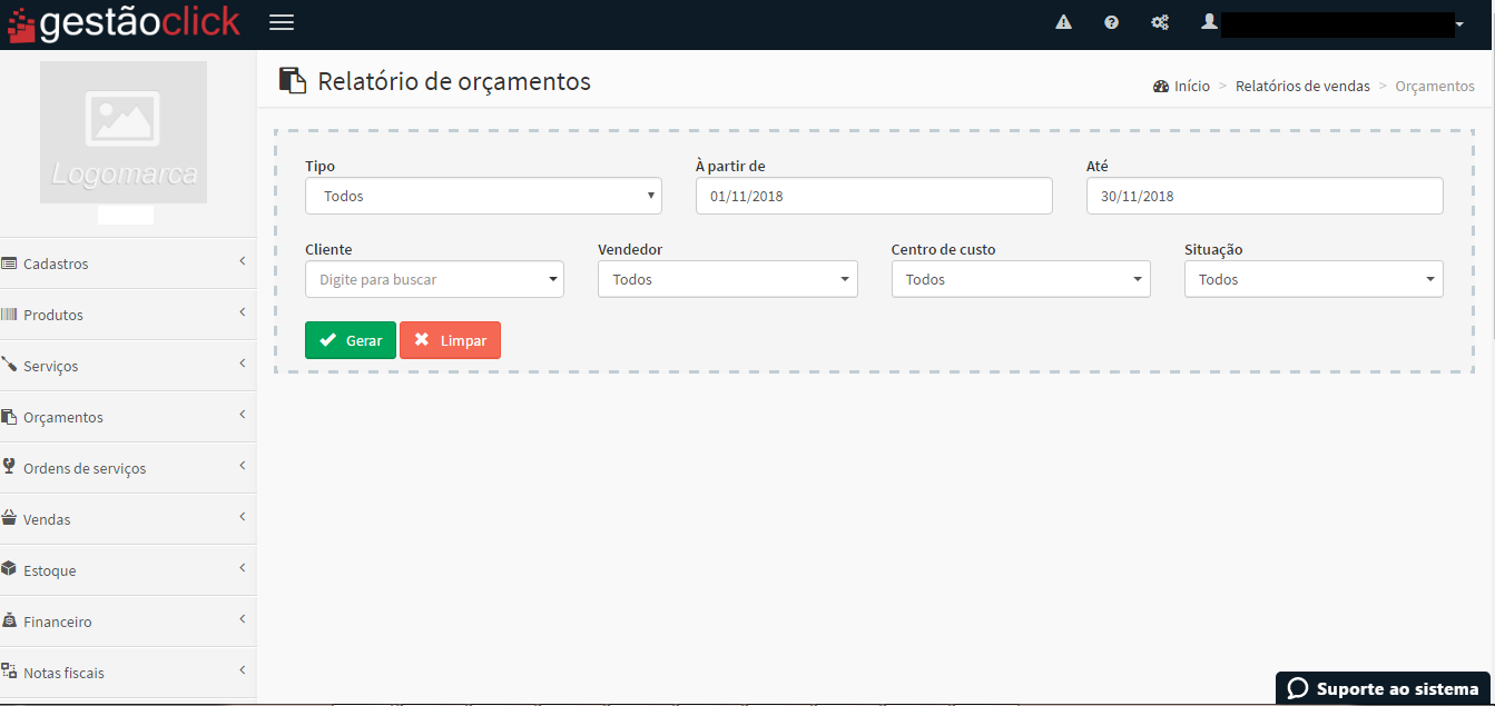 Relatório de Orçamento Relatório de Orçamento - GestãoClick