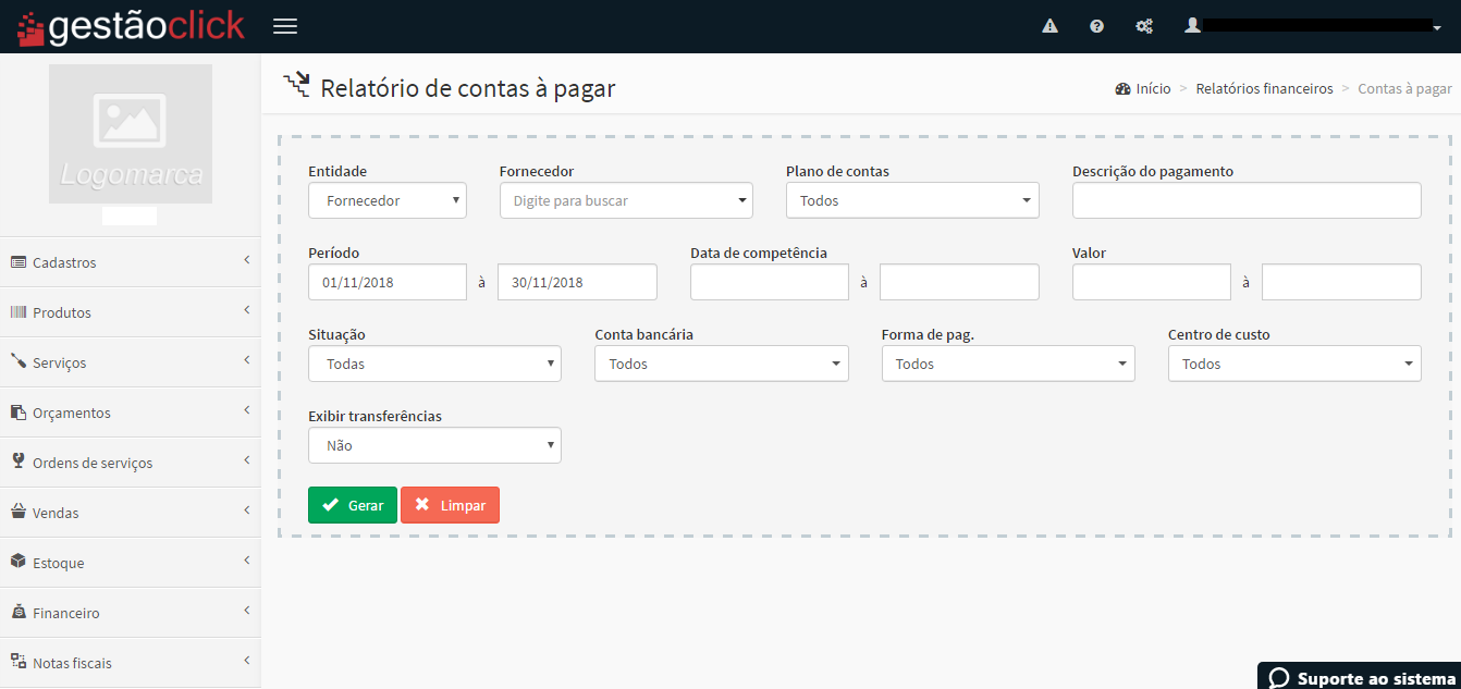 Relatório de Contas a Pagar relatório de contas a pagar