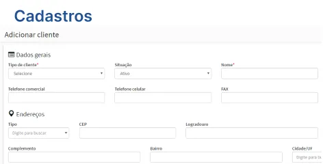 Sistema de controle de vendas Cadastros GestãoClick