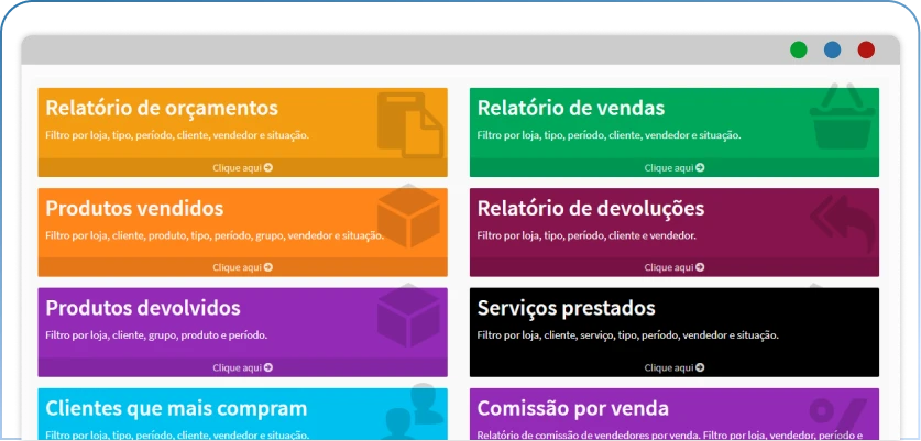 Telas de relatorios