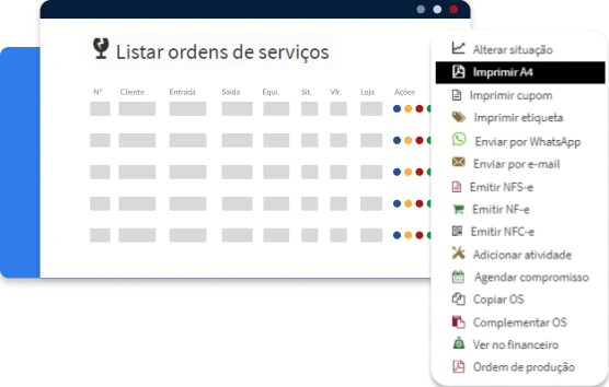 Sistema de ordem de serviço Ordens de serviço